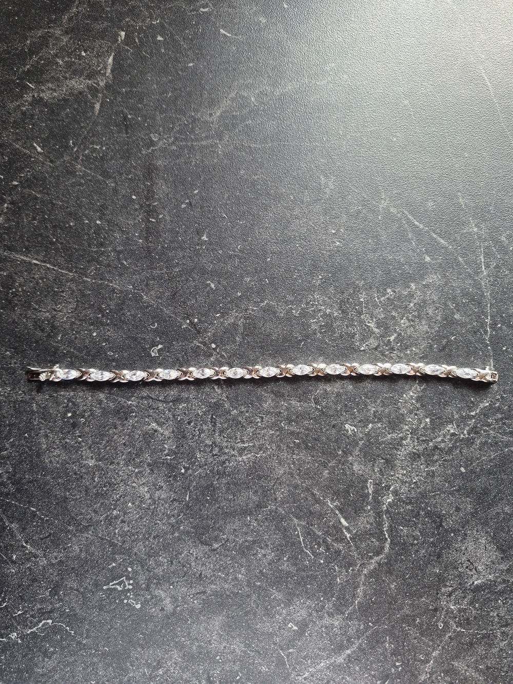 Sterling Silver Marquise Tennis Bracelet - Sparkling Clear Stones